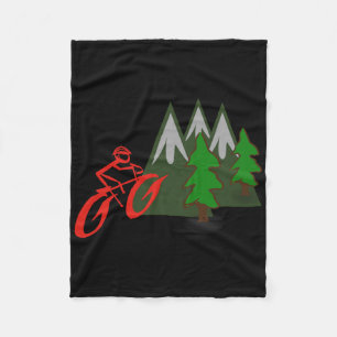 Mountain Biking Rider Climbing Scene Fleece Blanket