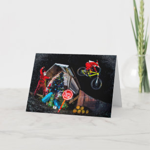 Mountain Biking Santa Christmas Card