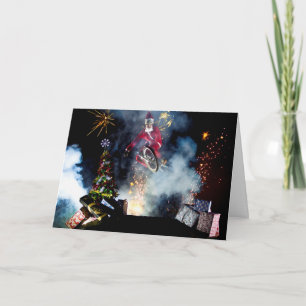 Mountain Biking Santa Christmas Card
