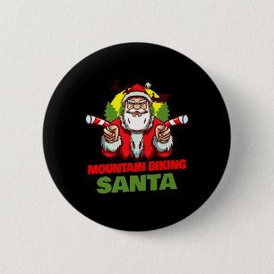 Mountain Biking Santa Claus Christmas Holiday Moun 6 Cm Round Badge