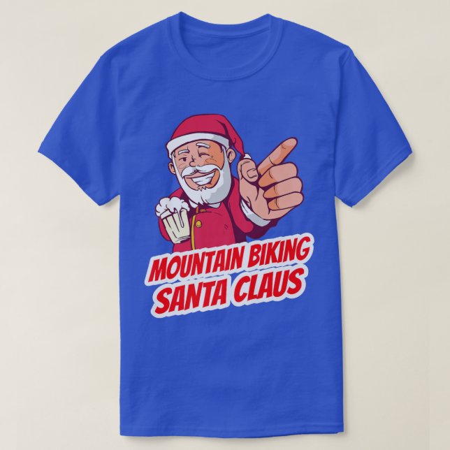 Mountain Biking Santa Claus Christmas Holiday Moun T-Shirt (Design Front)