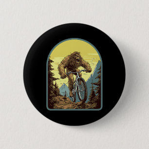 Mountain Biking Sasquatch Monster Bigfoot Illustra 6 Cm Round Badge
