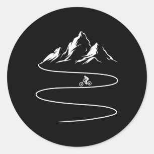 Mountain Biking Scenic Climb Winding Trail Adventu Classic Round Sticker