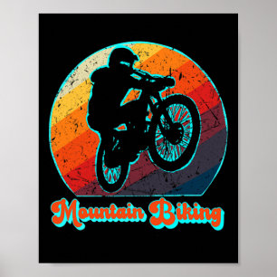 Mountain Biking Shirt - Colorful Retro Style Poster
