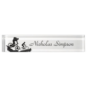 Mountain Biking Sport Logo Custom Name Art Nameplate