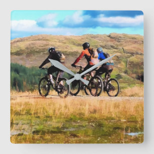 MOUNTAIN BIKING SQUARE WALL CLOCK