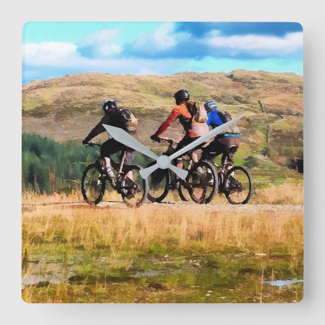 MOUNTAIN BIKING SQUARE WALL CLOCK (Front)