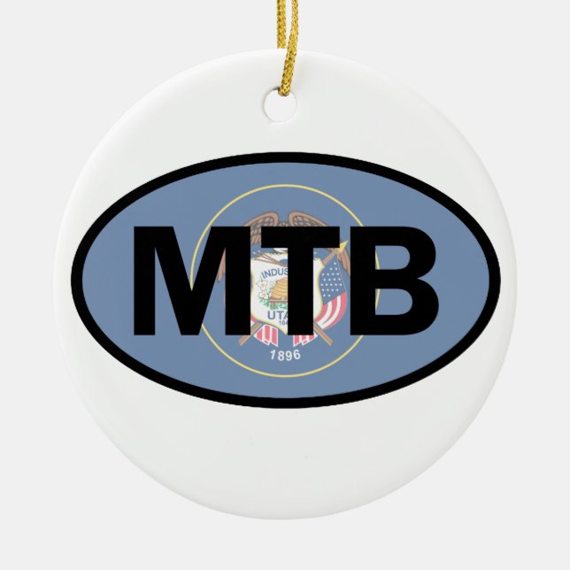 Mountain Biking Utah Flag Ceramic Ornament (Front)