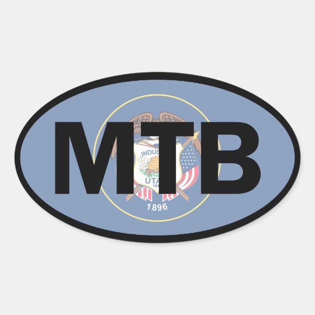 Mountain Biking Utah Flag Oval Sticker (Front)