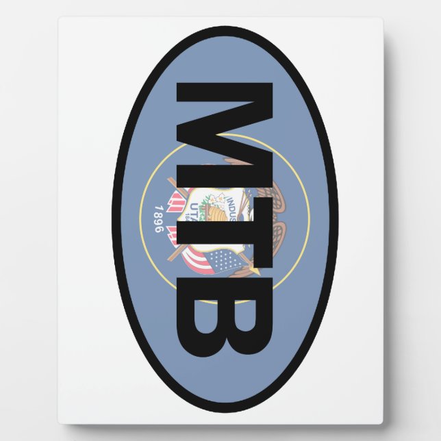 Mountain Biking Utah Flag Plaque (Front)