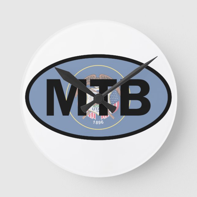 Mountain Biking Utah Flag Round Clock (Front)