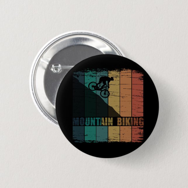 Mountain biking vintage 6 cm round badge (Front & Back)