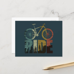 Mountain biking vintage holiday postcard