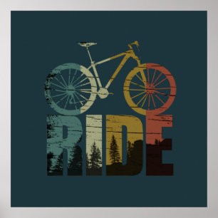 mountain biking vintage poster
