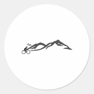 Mountain Biking With Mountain Scene Classic Round Sticker