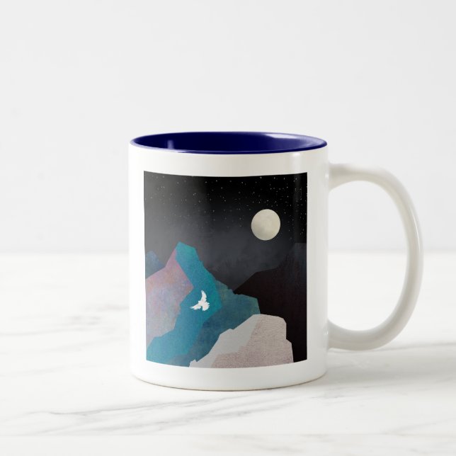 Mountain Bird Landscape Two-Tone Coffee Mug (Right)