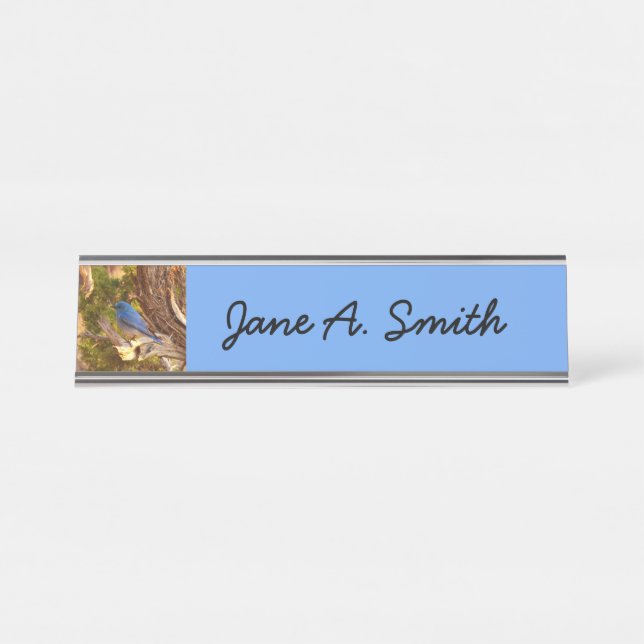 Mountain Bluebird at Arches National Park Desk Name Plate (Front)