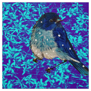 Mountain Bluebird in Flowers Fabric