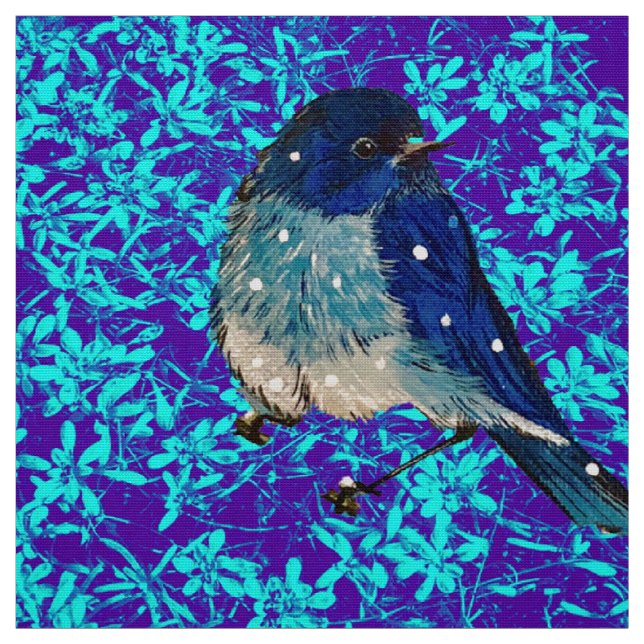 Mountain Bluebird in Flowers Fabric (Swatch)