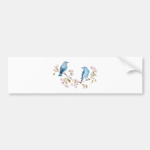 Mountain Bluebirds on Sakura Branch Bumper Sticker