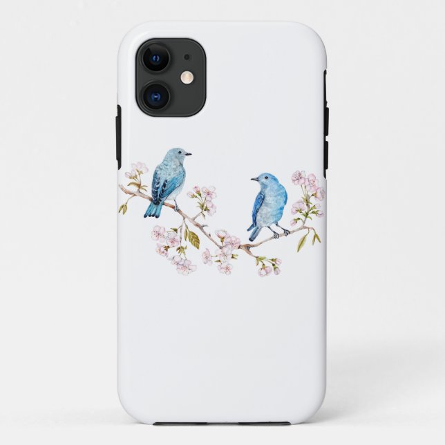 Mountain Bluebirds on Sakura Branch Case-Mate iPhone Case (Back)