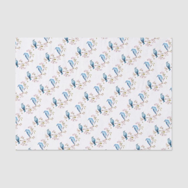 Mountain Bluebirds on Sakura Branch Tissue Paper (Front)