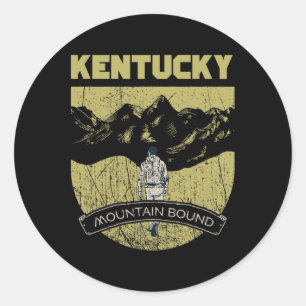 Mountain Bound Kentucky Hiking Camping Hike Distre Classic Round Sticker