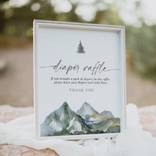 Mountain Boy Baby Shower Diaper Raffle Sign