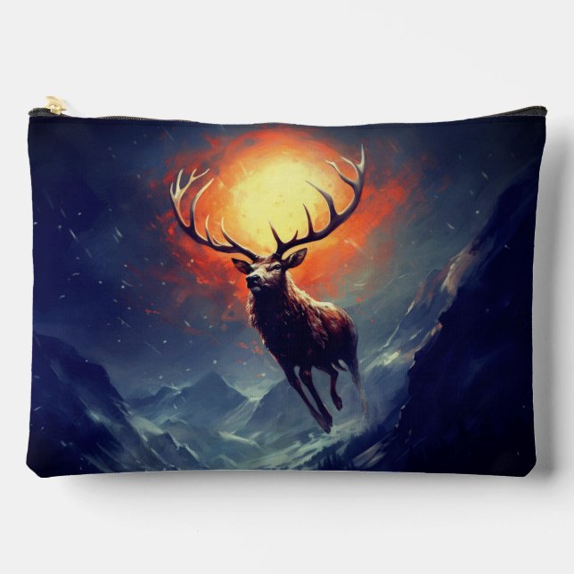 Mountain Buck Running From Blazing Fire   Accessory Pouch (Front)