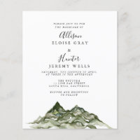 Mountain Budget Wedding Invitation  Flyer
