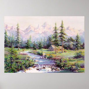 MOUNTAIN CABIN by SHARON SHARPE Poster