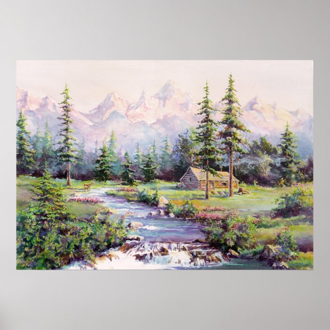 MOUNTAIN CABIN by SHARON SHARPE Poster (Front)