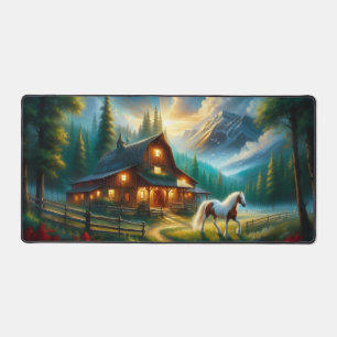 Mountain Cabin Desk Mat with Horse