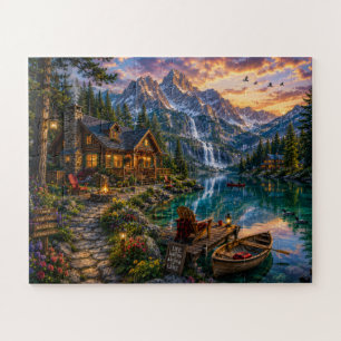 Mountain Cabin & Lake Jigsaw Puzzle