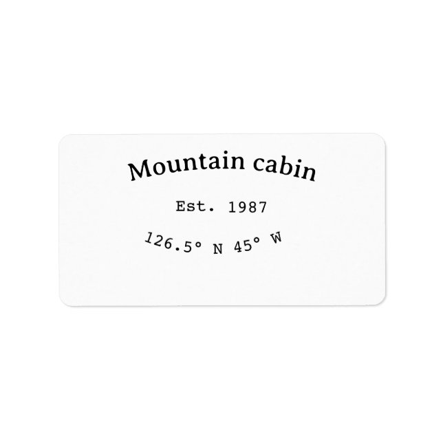 Mountain cabin s. Date year custom coordinates add Label (Front)