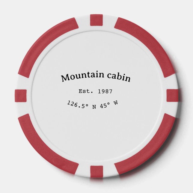 Mountain cabin s. Date year custom coordinates add Poker Chips (Front)