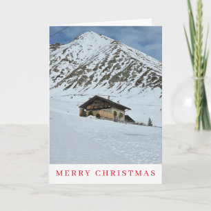Mountain cabin view Christmas card 