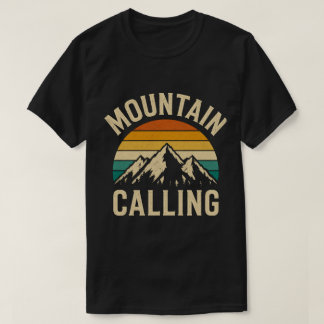 Mountain Calling Retro Vintage Sunset Hiking T-Shirt