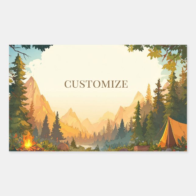 Mountain Camping Adventure – Outdoor Travel Art Rectangular Sticker (Front)