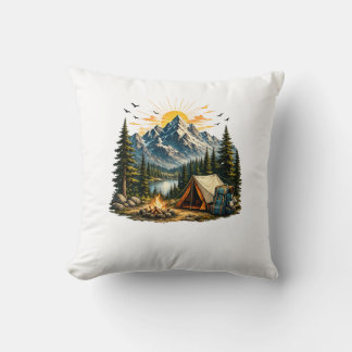 Mountain Camping Adventure Sunset Nature T-shirt Cushion