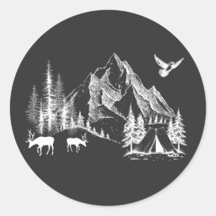 Mountain Camping Adventure Wilderness Nature Classic Round Sticker