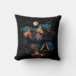 Mountain Camping At Night Cushion