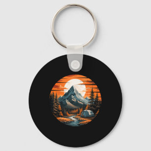 Mountain Camping Hiking Outdoor Nature Forest Mens Key Ring