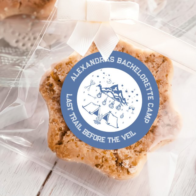 Mountain Camping Weekend Bachelorette Classic Classic Round Sticker (Creator Uploaded)