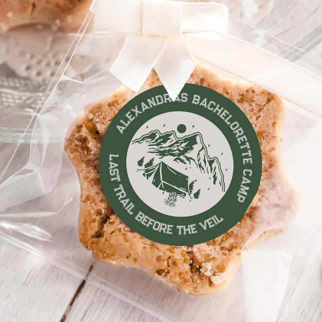 Mountain Camping Weekend Bachelorette Classic Round Sticker (Creator Uploaded)