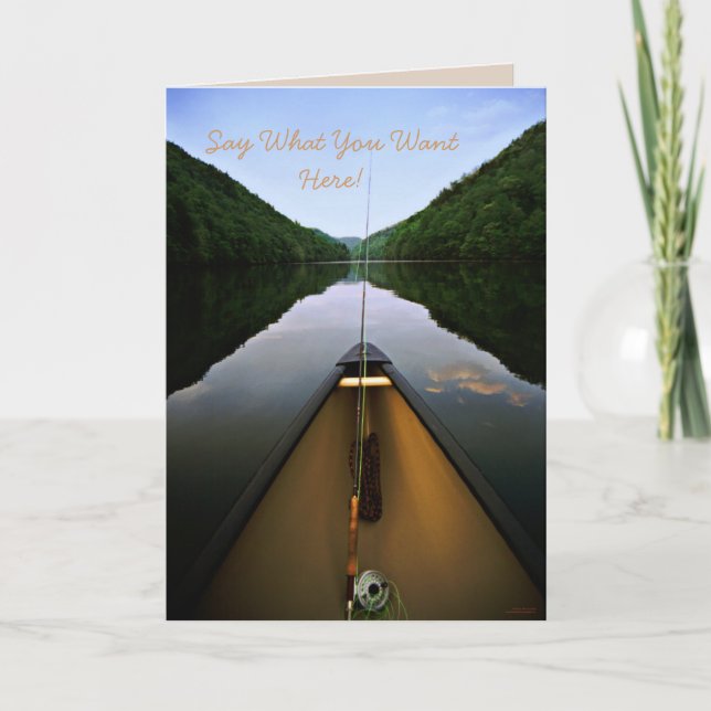 Mountain Canoe Fishing Blank Greeting Card (Front)