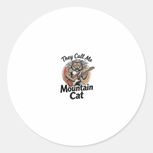 Mountain Cat Vintage Engraving Rock Graphic Tee_1 Classic Round Sticker