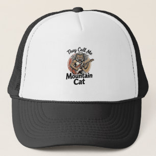 Mountain Cat Vintage Engraving Rock Graphic Tee_1 Trucker Hat