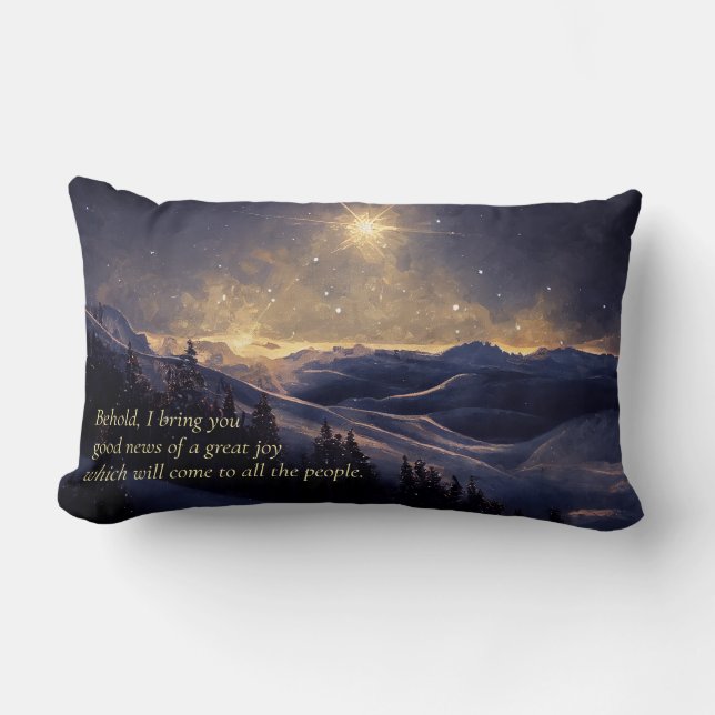 Mountain Christmas Star Lumbar Cushion (Front)