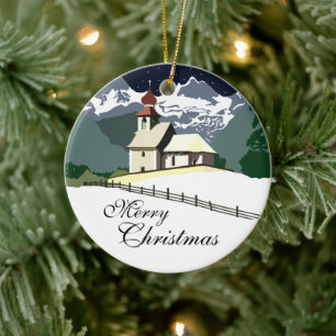 Mountain Church Christmas Christmas Ornament